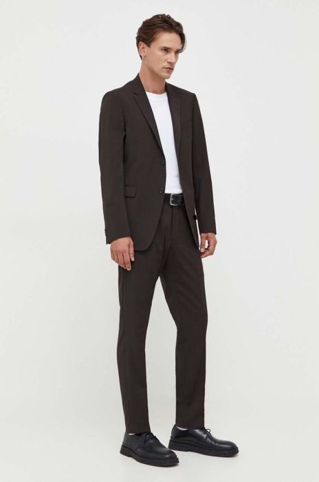 Костюм з домішкою вовни Tiger Of Sweden колір коричневий однотонна Костюм з домішкою вовни Tiger Of Sweden колір коричневий однотонна