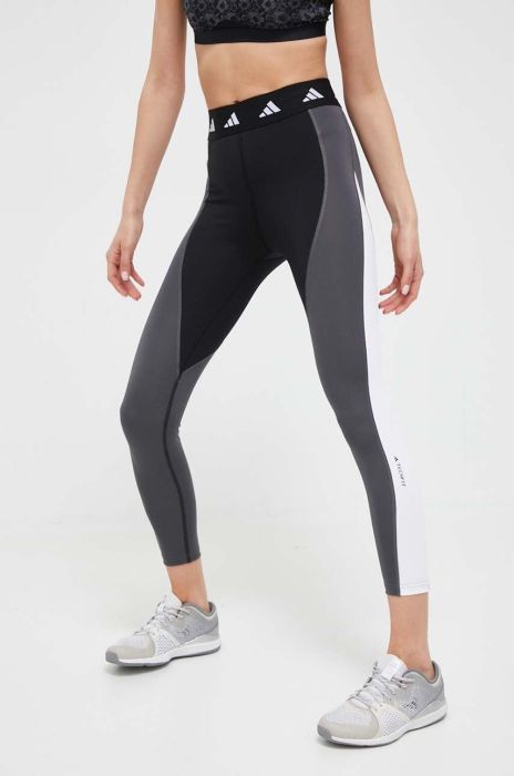 Легінси для тренувань adidas Performance Techfit колір сірий візерунок Легінси для тренувань adidas Performance Techfit колір сірий візерунок