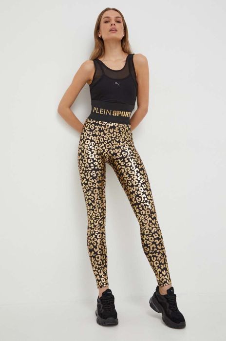 Легінси PLEIN SPORT жіночі колір золотий візерунок Легінси PLEIN SPORT жіночі колір золотий візерунок
