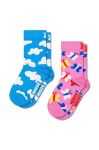 Дитячі шкарпетки Happy Socks Flying High Socks 2-pack колір рожевий