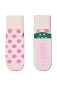 Дитячі шкарпетки Happy Socks Antislip Heart & Big Dot 2-pack колір рожевий