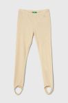Дитячі легінси United Colors of Benetton колір бежевий однотонні Дитячі легінси United Colors of Benetton колір бежевий однотонні