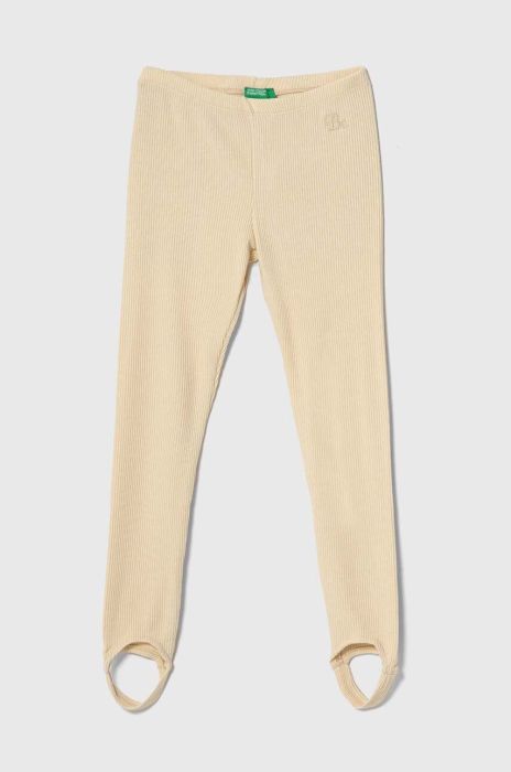 Дитячі легінси United Colors of Benetton колір бежевий однотонні Дитячі легінси United Colors of Benetton колір бежевий однотонні