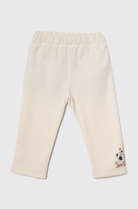 Дитячі спортивні штани United Colors of Benetton колір бежевий з принтом Дитячі спортивні штани United Colors of Benetton колір бежевий з принтом