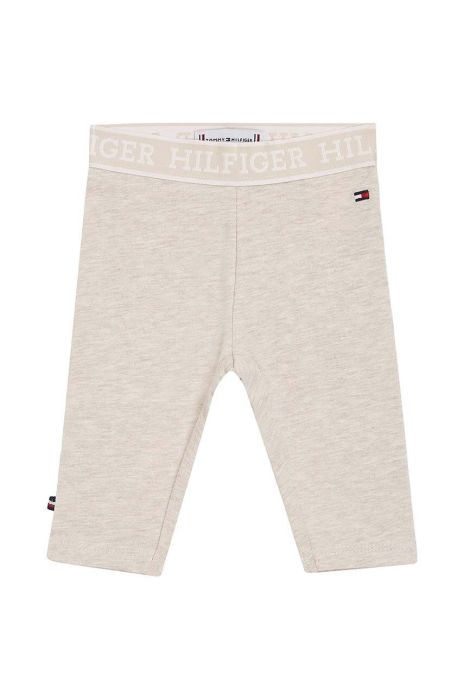Легінси для немовлят Tommy Hilfiger колір бежевий однотонні Легінси для немовлят Tommy Hilfiger колір бежевий однотонні