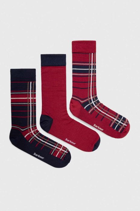 Шкарпетки Barbour 3-pack чоловічі колір бордовий Шкарпетки Barbour 3-pack чоловічі колір бордовий