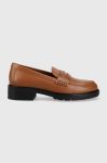 Шкіряні мокасини Tommy Hilfiger TH ICONIC LOAFER жіночі колір коричневий на плоскому ходу FW0FW07412