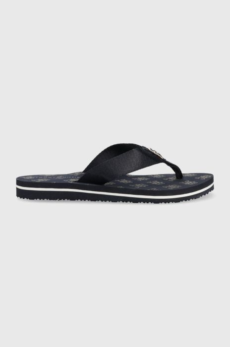В'єтнамки Tommy Hilfiger TH ELEVATED FLIP FLOP жіночі колір синій на плоскому ходу FW0FW07420 В'єтнамки Tommy Hilfiger TH ELEVATED FLIP FLOP жіночі колір синій на плоскому ходу FW0FW07420