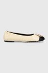 Шкіряні балетки Tory Burch Claire Cap Toe Ballet колір бежевий  148336-001