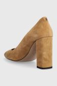 Шкіряні туфлі BOSS Janet Chunky колір бежевий каблук блок 50498828 Шкіряні туфлі BOSS Janet Chunky колір бежевий каблук блок 50498828