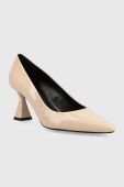 Шкіряні туфлі HUGO Rebecca Pump 70-P колір бежевий 50498084 Шкіряні туфлі HUGO Rebecca Pump 70-P колір бежевий 50498084