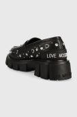 Шкіряні мокасини Love Moschino жіночі колір чорний на платформі JA10035G1HIA0000 Шкіряні мокасини Love Moschino жіночі колір чорний на платформі JA10035G1HIA0000