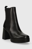 Шкіряні черевики Guess WILEY жіночі колір чорний каблук блок FL7WLY LEA10