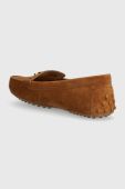 Замшеві мокасини Lauren Ralph Lauren Barnsbury жіночі колір коричневий на плоскому ходу 802821629017 Замшеві мокасини Lauren Ralph Lauren Barnsbury жіночі колір коричневий на плоскому ходу 802821629017