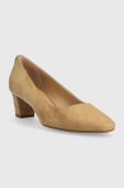 Замшеві туфлі Lauren Ralph Lauren Whitney колір бежевий каблук блок 802908307004 Замшеві туфлі Lauren Ralph Lauren Whitney колір бежевий каблук блок 802908307004