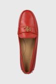Шкіряні туфлі Lauren Ralph Lauren Barnsbury жіночі колір червоний на плоскому ходу 802852847013 Шкіряні туфлі Lauren Ralph Lauren Barnsbury жіночі колір червоний на плоскому ходу 802852847013