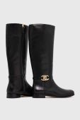 Шкіряні чоботи Lauren Ralph Lauren Bridgette жіночі колір чорний на плоскому ходу 802908350002