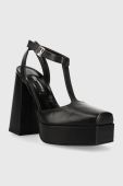 Шкіряні туфлі Karl Lagerfeld Jeans SOIREE PLATFORM KLJ колір чорний каблук блок відкрита п'ята KLJ93111 Шкіряні туфлі Karl Lagerfeld Jeans SOIREE PLATFORM KLJ колір чорний каблук блок відкрита п'ята KLJ93111