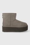Замшеві чоботи UGG Classic Mini Platform колір сірий 1134991 Замшеві чоботи UGG Classic Mini Platform колір сірий 1134991