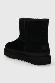 Замшеві чоботи UGG Classic Mini Zipper Tape Logo колір чорний 1144034 Замшеві чоботи UGG Classic Mini Zipper Tape Logo колір чорний 1144034