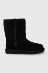 Замшеві чоботи UGG Classic Short Bailey Zip колір чорний 1144043 Замшеві чоботи UGG Classic Short Bailey Zip колір чорний 1144043