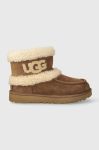 Замшеві чоботи UGG Ultra Mini Ugg Fluff колір коричневий 1145410 Замшеві чоботи UGG Ultra Mini Ugg Fluff колір коричневий 1145410