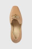 Шкіряні туфлі Baldowski колір бежевий каблук блок D04482-3262-006
