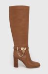 Шкіряні чоботи MICHAEL Michael Kors Hamilton жіночі колір коричневий каблук блок 40F3HAHB5L Шкіряні чоботи MICHAEL Michael Kors Hamilton жіночі колір коричневий каблук блок 40F3HAHB5L