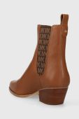 Шкіряні черевики MICHAEL Michael Kors Kinlee жіночі колір коричневий каблук блок 40F3KNME6L