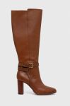 Шкіряні чоботи Lauren Ralph Lauren Manchester жіночі колір коричневий каблук блок 802912286002 Шкіряні чоботи Lauren Ralph Lauren Manchester жіночі колір коричневий каблук блок 802912286002