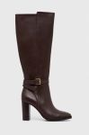 Шкіряні чоботи Lauren Ralph Lauren Manchester жіночі колір коричневий каблук блок 802912286003 Шкіряні чоботи Lauren Ralph Lauren Manchester жіночі колір коричневий каблук блок 802912286003