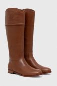 Шкіряні чоботи Lauren Ralph Lauren Justine жіночі колір коричневий на плоскому ходу 802915418001