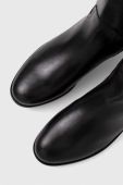 Шкіряні чоботи Lauren Ralph Lauren Justine жіночі колір чорний на плоскому ходу 802915418002