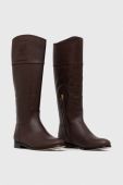 Шкіряні чоботи Lauren Ralph Lauren Justine жіночі колір коричневий на плоскому ходу 802915418003