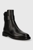 Шкіряні черевики Tory Burch DOUBLE T CHELSEA BOOT жіночі колір чорний на плоскому ходу 152831-004 Шкіряні черевики Tory Burch DOUBLE T CHELSEA BOOT жіночі колір чорний на плоскому ходу 152831-004