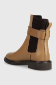 Шкіряні черевики Tory Burch DOUBLE T CHELSEA BOOT жіночі колір коричневий на плоскому ходу 152831-200 Шкіряні черевики Tory Burch DOUBLE T CHELSEA BOOT жіночі колір коричневий на плоскому ходу 152831-200