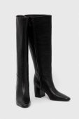 Шкіряні чоботи Tory Burch BANANA TALL BOOT жіночі колір чорний каблук блок 154529-006 Шкіряні чоботи Tory Burch BANANA TALL BOOT жіночі колір чорний каблук блок 154529-006