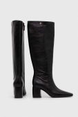 Шкіряні чоботи Tory Burch BANANA TALL BOOT жіночі колір чорний каблук блок 154529-006 Шкіряні чоботи Tory Burch BANANA TALL BOOT жіночі колір чорний каблук блок 154529-006