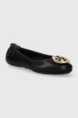 Шкіряні балетки Tory Burch MINNIE TRAVEL BALLET колір чорний  50393-013
