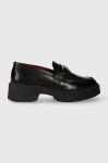 Шкіряні мокасини Tommy Hilfiger TH HARDWARE LOAFER жіночі колір чорний на платформі FW0FW07329 Шкіряні мокасини Tommy Hilfiger TH HARDWARE LOAFER жіночі колір чорний на платформі FW0FW07329