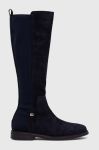 Чоботи Tommy Hilfiger TOMMY ESSENTIALS LONGBOOT жіночі колір синій на плоскому ходу FW0FW07476 Чоботи Tommy Hilfiger TOMMY ESSENTIALS LONGBOOT жіночі колір синій на плоскому ходу FW0FW07476