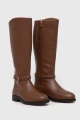 Шкіряні чоботи Tommy Hilfiger ELEVATED ESSENT THERMO LONGBOOT жіночі колір коричневий на плоскому ходу FW0FW07484