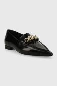 Шкіряні балетки Tommy Hilfiger TH CHAIN POINTY BALLERINA колір чорний  FW0FW07510 Шкіряні балетки Tommy Hilfiger TH CHAIN POINTY BALLERINA колір чорний  FW0FW07510
