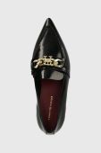 Шкіряні балетки Tommy Hilfiger TH CHAIN POINTY BALLERINA колір чорний  FW0FW07510 Шкіряні балетки Tommy Hilfiger TH CHAIN POINTY BALLERINA колір чорний  FW0FW07510