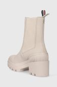 Черевики Tommy Hilfiger RUBBERIZED MID HEEL BOOT жіночі колір бежевий каблук блок FW0FW07520