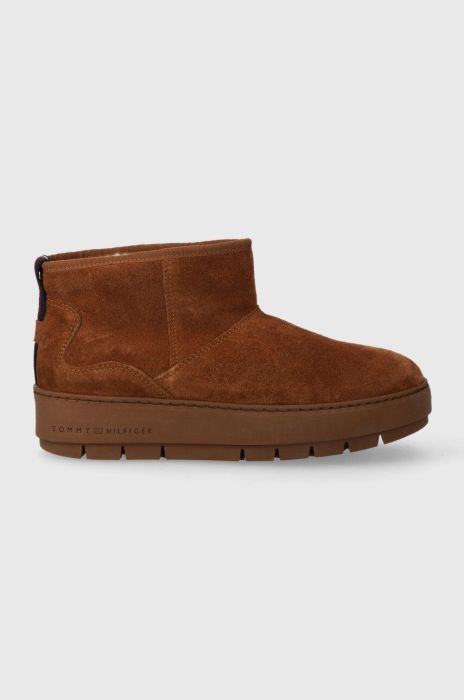 Замшеві чоботи Tommy Hilfiger COOL SUEDE SNOWBOOT колір коричневий FW0FW07662 Замшеві чоботи Tommy Hilfiger COOL SUEDE SNOWBOOT колір коричневий FW0FW07662