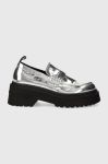 Мокасини Tommy Jeans TJW CHUNKY LOAFER METALLIC жіночі колір срібний на платформі EN0EN02321 Мокасини Tommy Jeans TJW CHUNKY LOAFER METALLIC жіночі колір срібний на платформі EN0EN02321