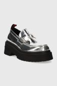 Мокасини Tommy Jeans TJW CHUNKY LOAFER METALLIC жіночі колір срібний на платформі EN0EN02321 Мокасини Tommy Jeans TJW CHUNKY LOAFER METALLIC жіночі колір срібний на платформі EN0EN02321