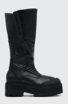 Чоботи Tommy Jeans TJW LONG SHAFT BIKER BOOT жіночі колір чорний на плоскому ходу злегка утеплена EN0EN02376 Чоботи Tommy Jeans TJW LONG SHAFT BIKER BOOT жіночі колір чорний на плоскому ходу злегка утеплена EN0EN02376