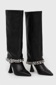 Шкіряні чоботи Karl Lagerfeld DEBUT жіночі колір чорний на шпильці KL32080